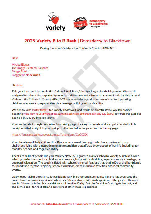 Fundraising and Sponsorship Letter Template Variety B to B Bash 2025