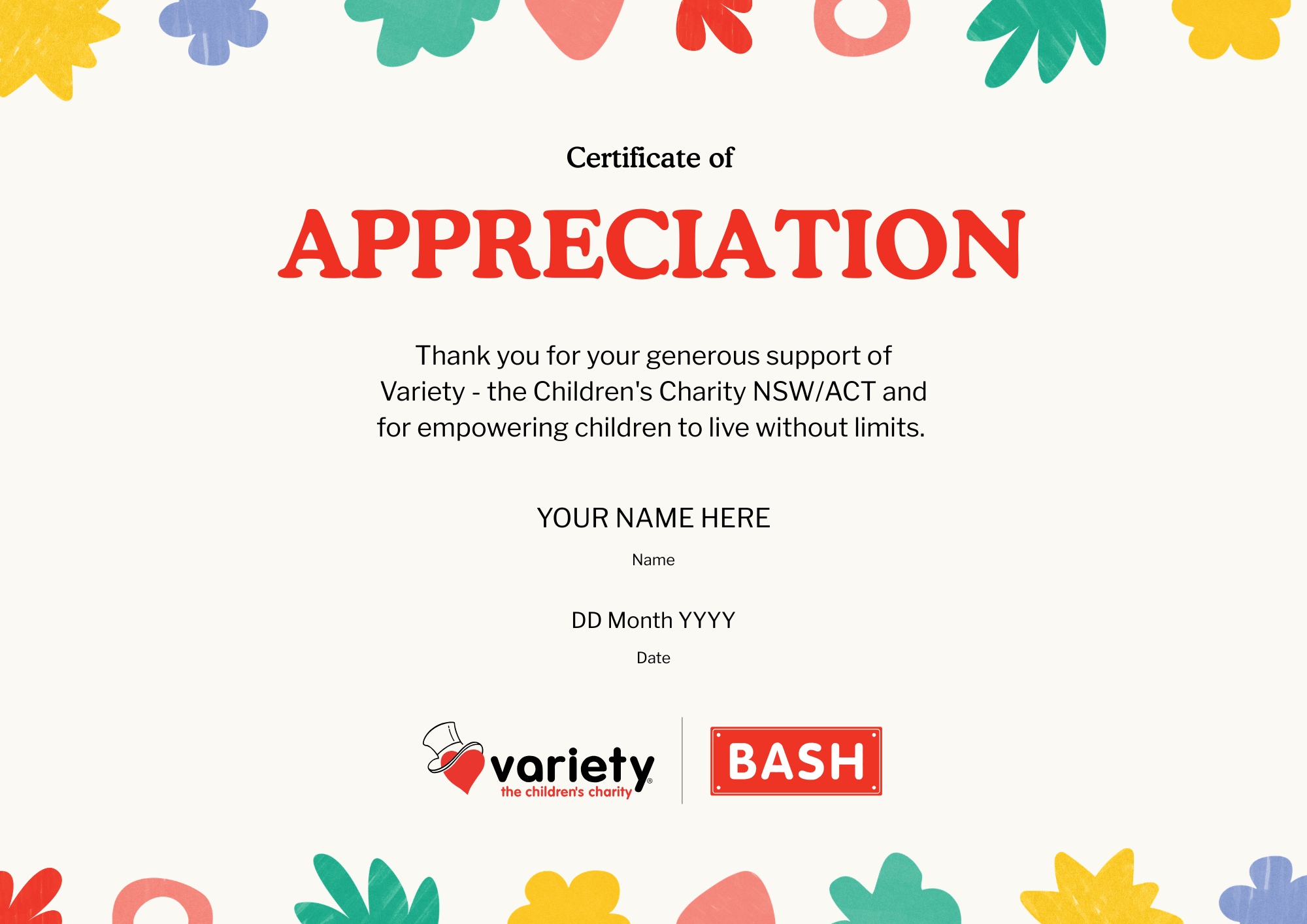 Certificate of Appreciation Bash PDF