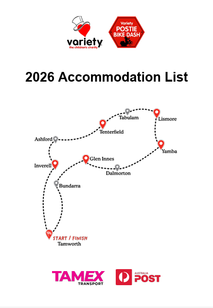 2026 Postie Bike Dash Accommodation list